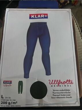 Ullfrotte 200 Merino Wool Base Layer Bottom. Unisex Size L Green